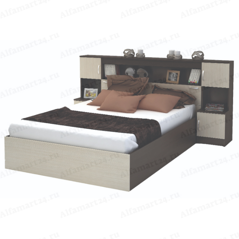 Кровать с закроватным модулем Стендмебель 