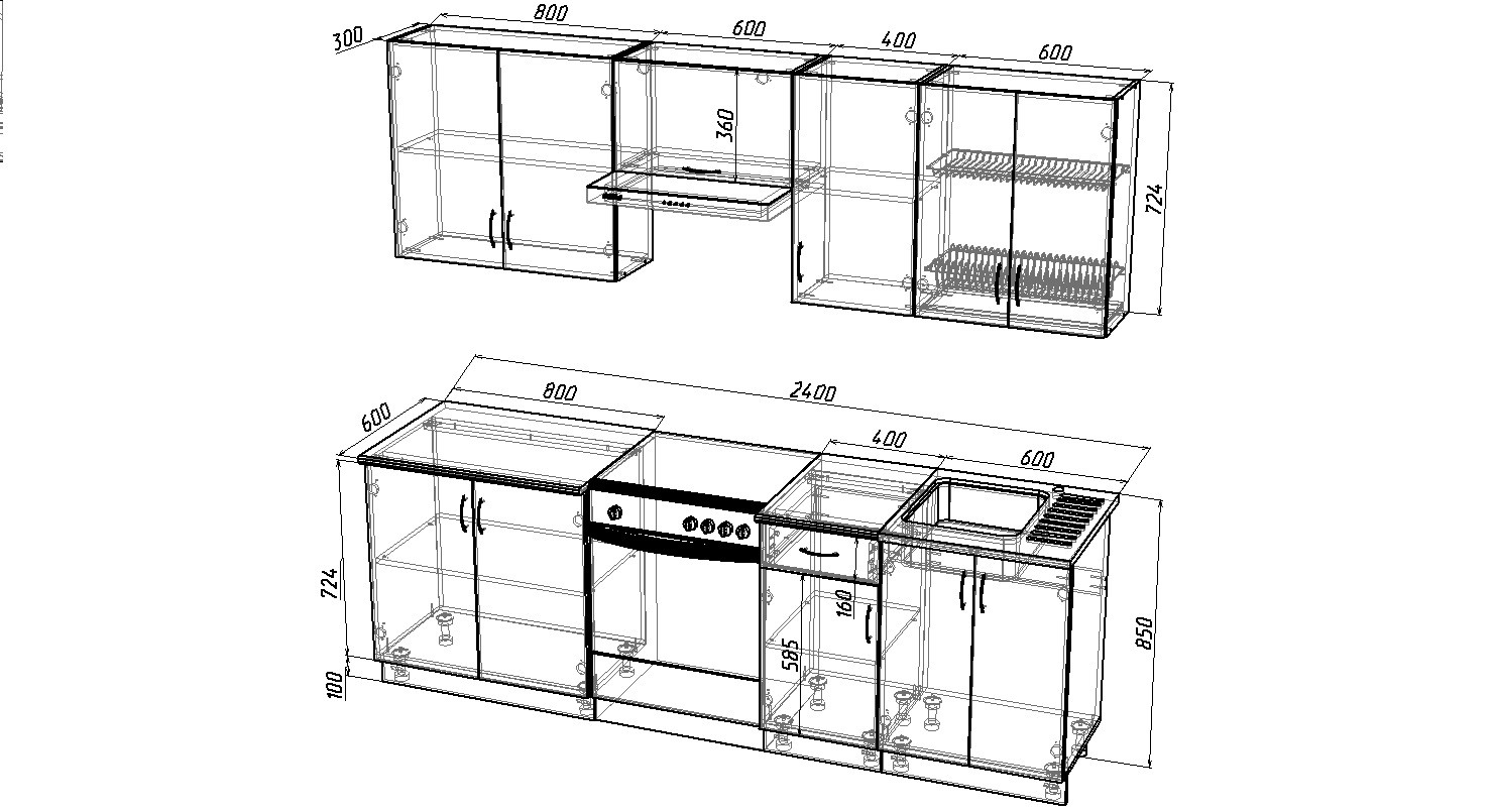 навесные шкафы для кухни размеры стандартные современные