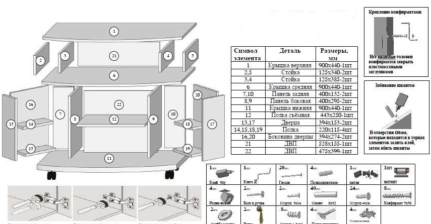 Схема сборки тв тумбы мадера